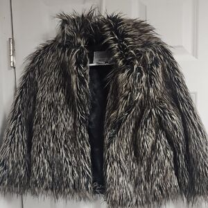 Miss Lili Faux Fur Jacket in Black and Brown